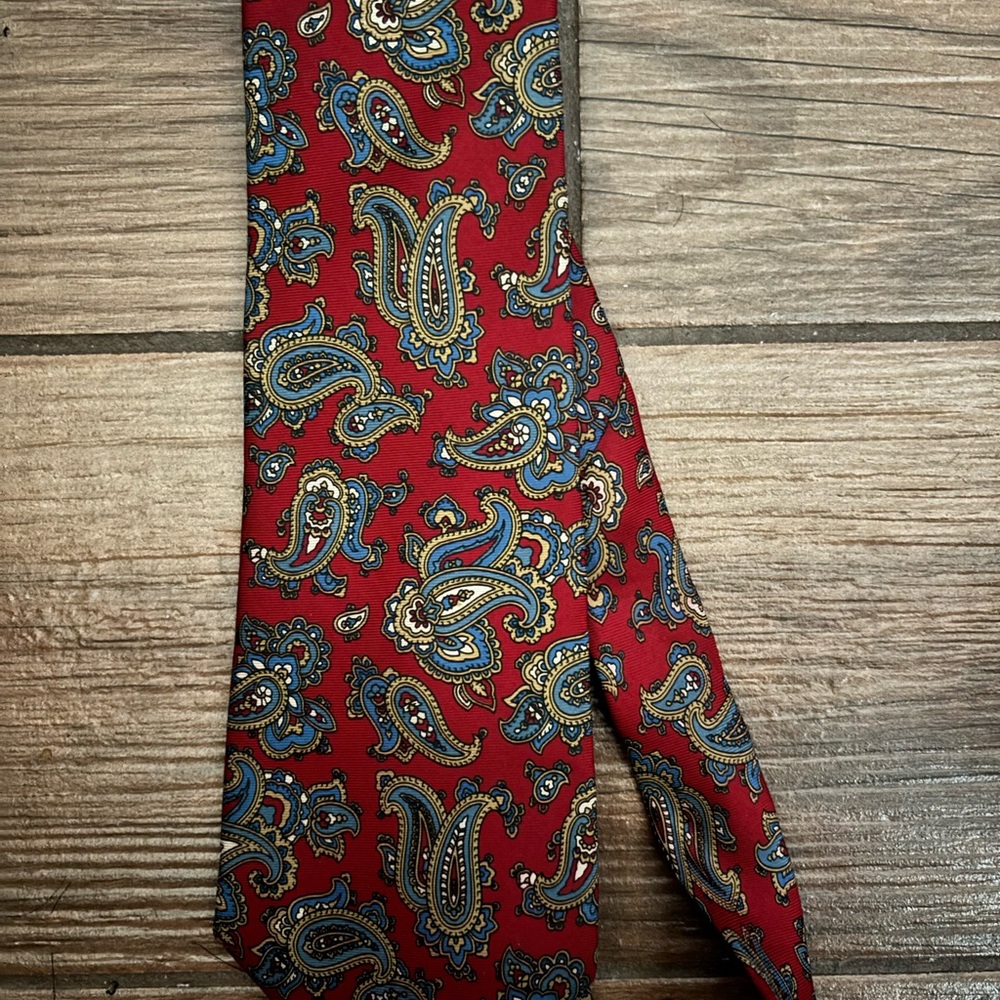Christian Dior Red Paisley Silk Tie